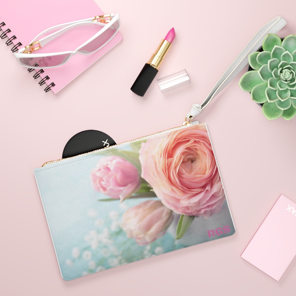 Dusty Rose Flower Clutch Bag