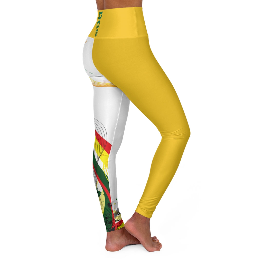 Banner Yellow High Waisted Yoga Leggings