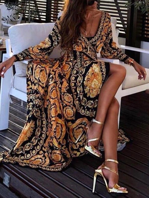 Glitter Deep V Neck Dress
