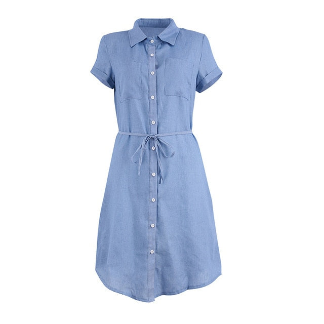 Denim Dress With Belt