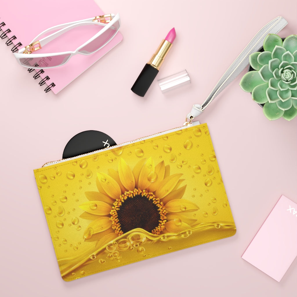 Black Oil Sunflower  clutch Bag