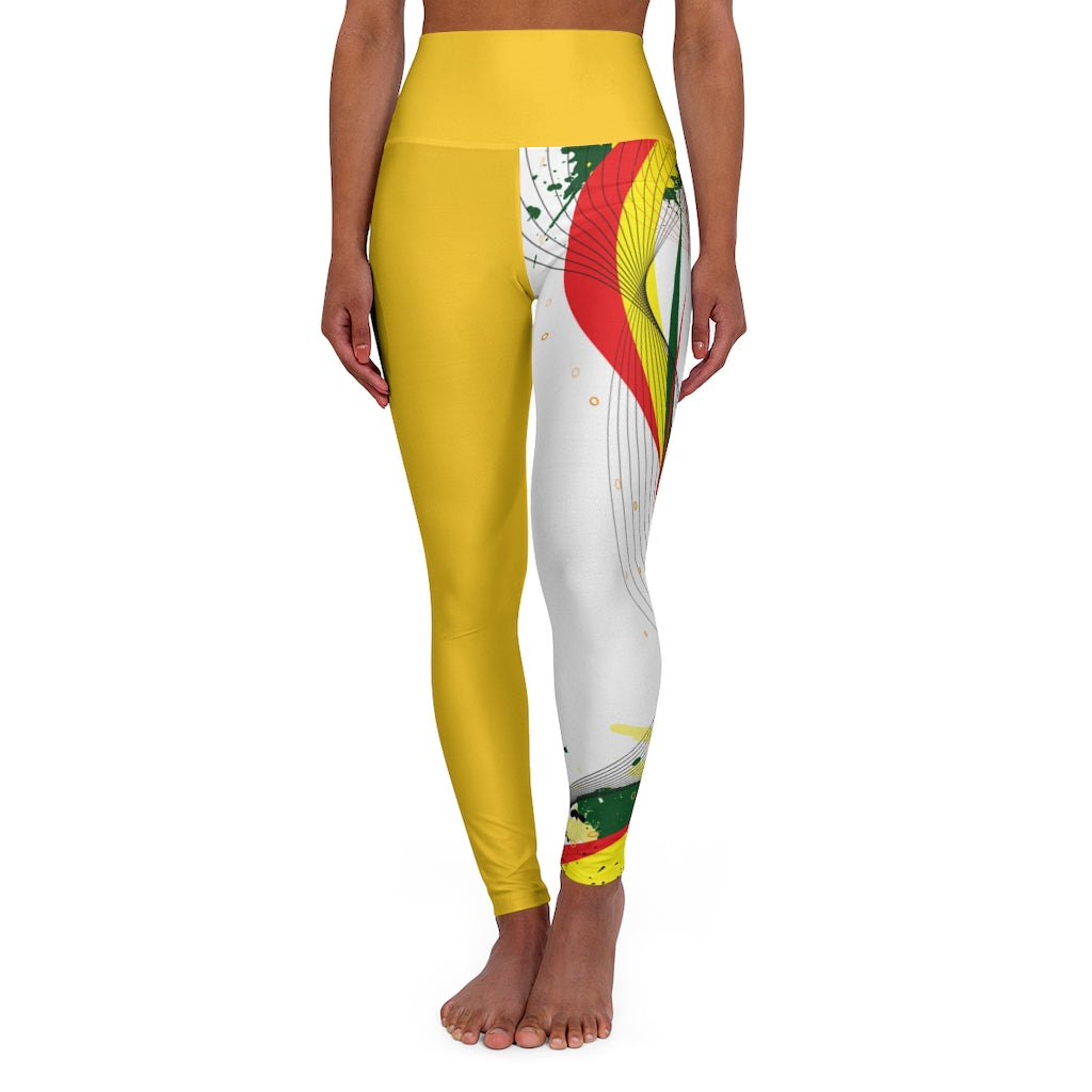 Banner Yellow  High Waisted Yoga Leggings