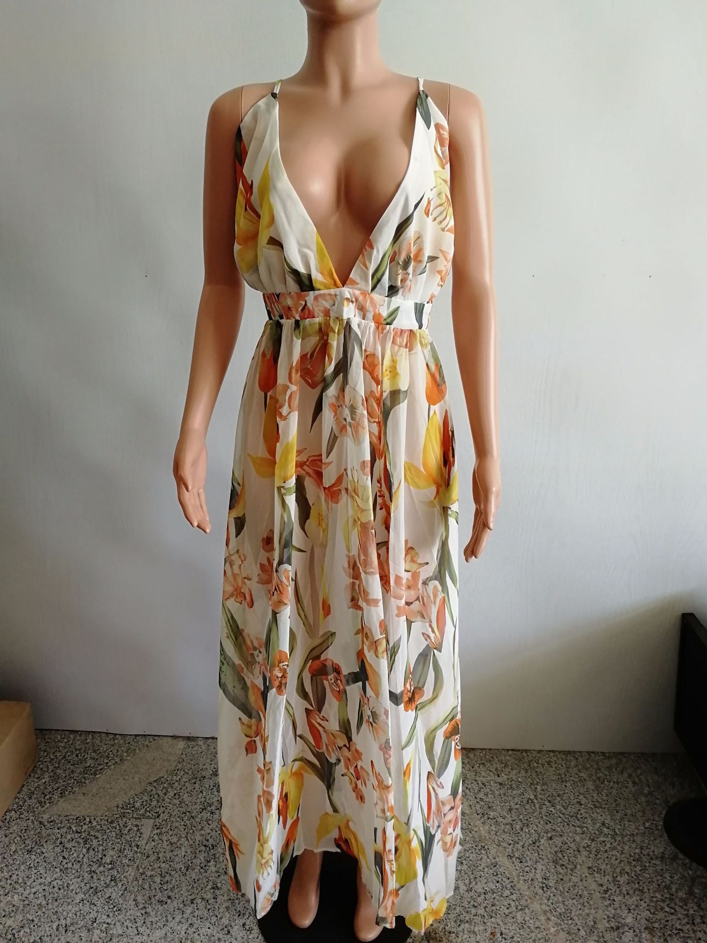 Boho Style Deep Backless Long Dress