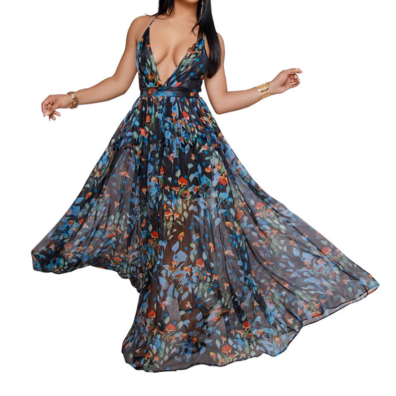 Boho Style Deep Backless Long Dress
