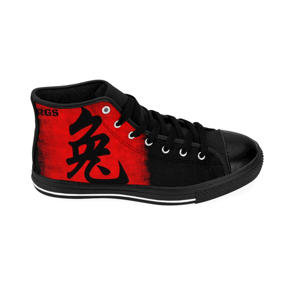 Asian Centric Red Black Woman High-top Sneakers