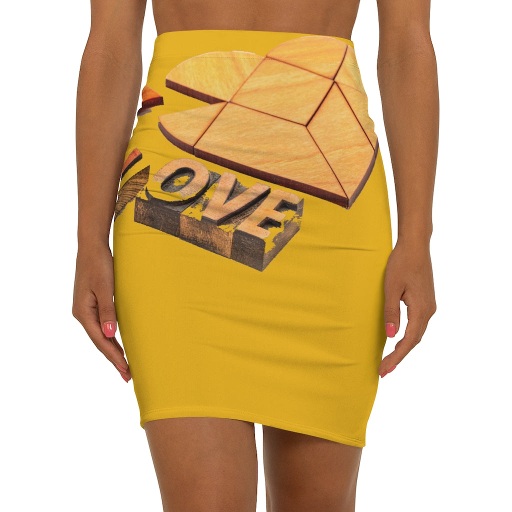 Mustard-Yellow Love Mini Skirt