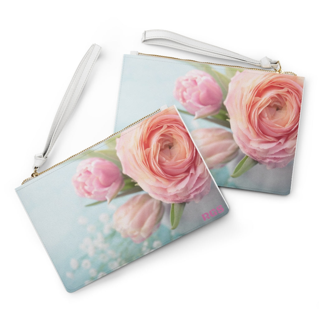 Dusty Rose Flower Clutch Bag