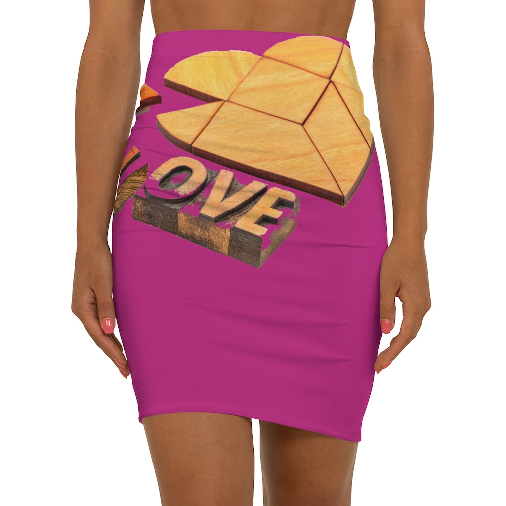 Fusia-Pink Love Mini Skirt