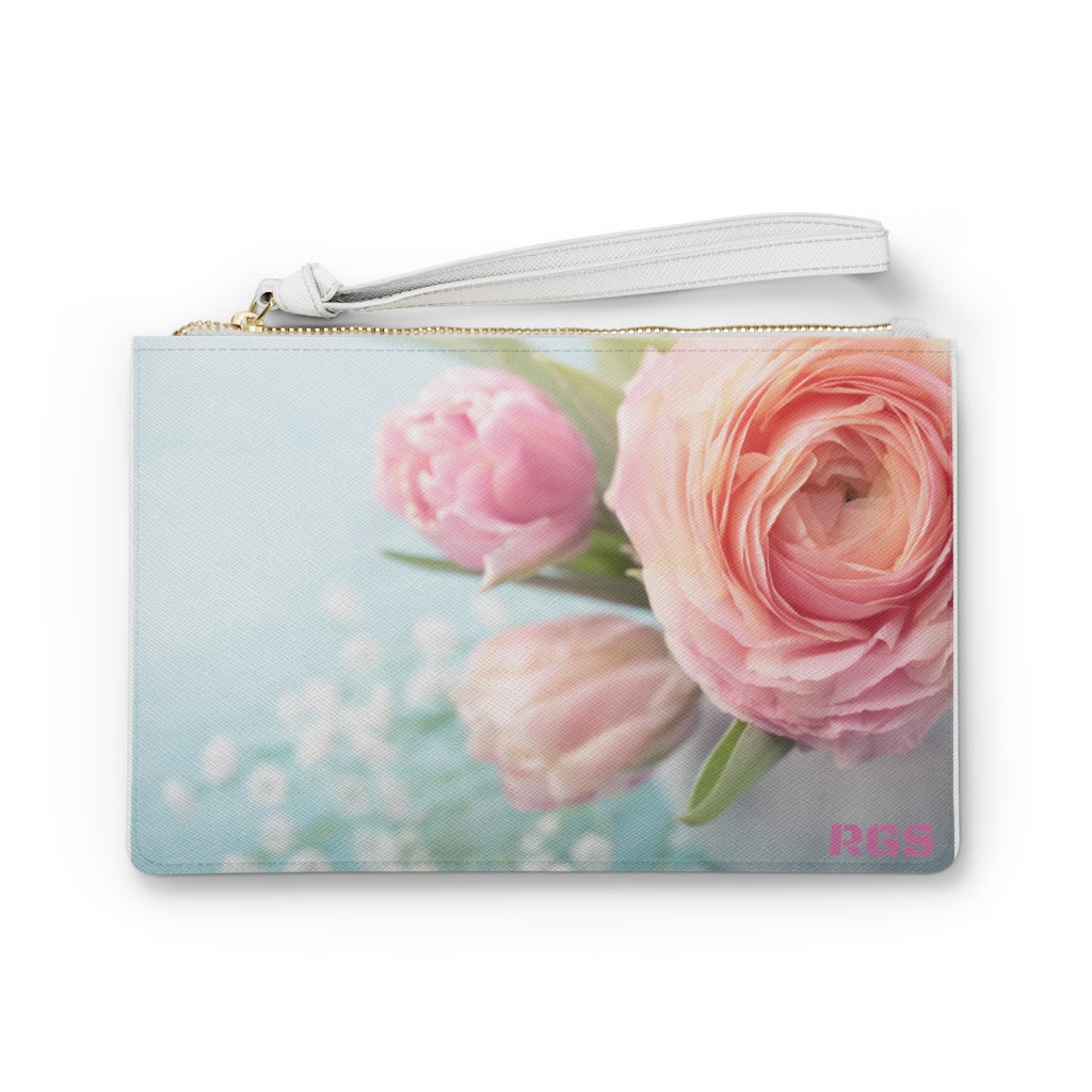 Dusty Rose Flower Clutch Bag