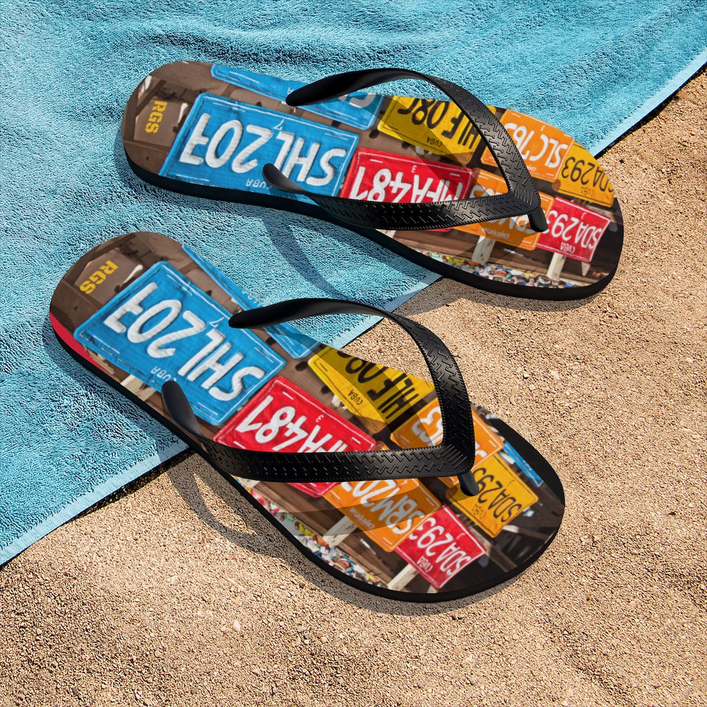 License Plate  Unisex Flip-Flops