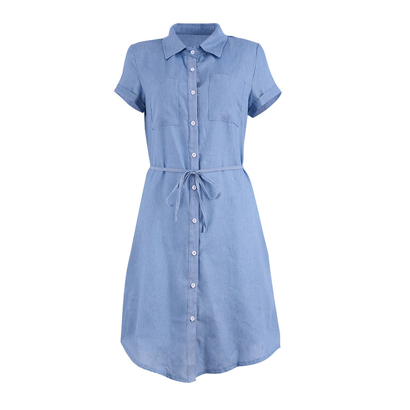 Denim Dress With Belt