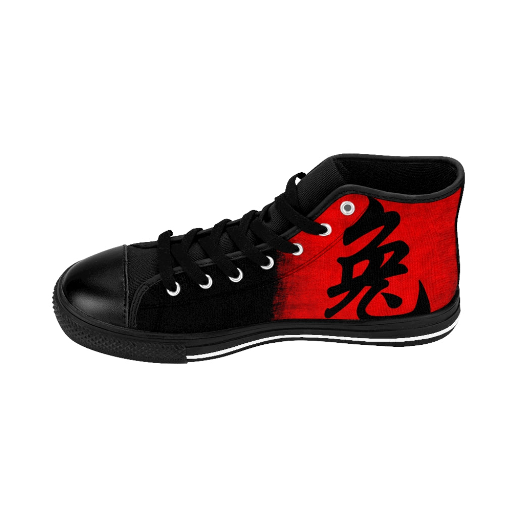 Asian Centric Red Black Woman High-top Sneakers