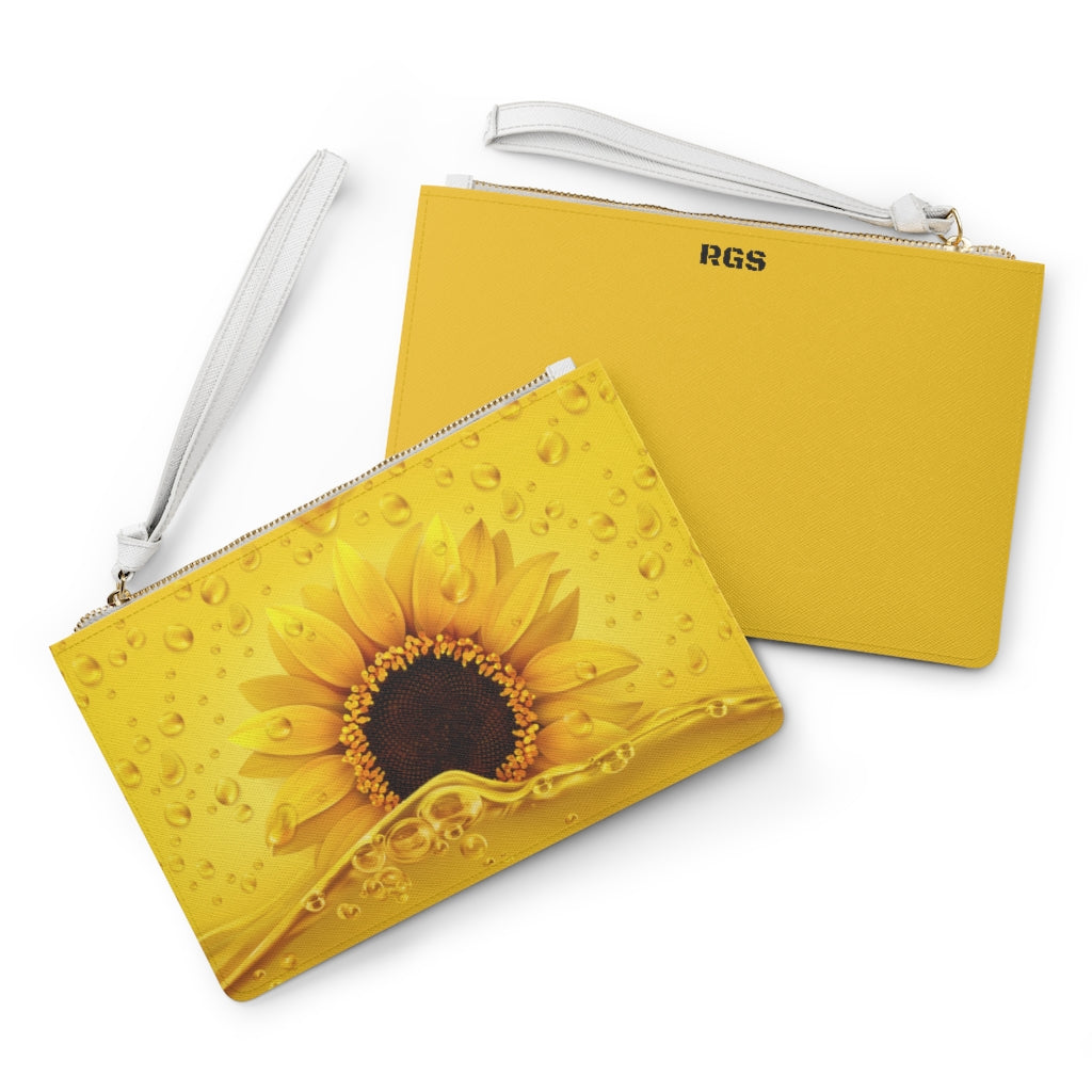 Black Oil Sunflower  clutch Bag