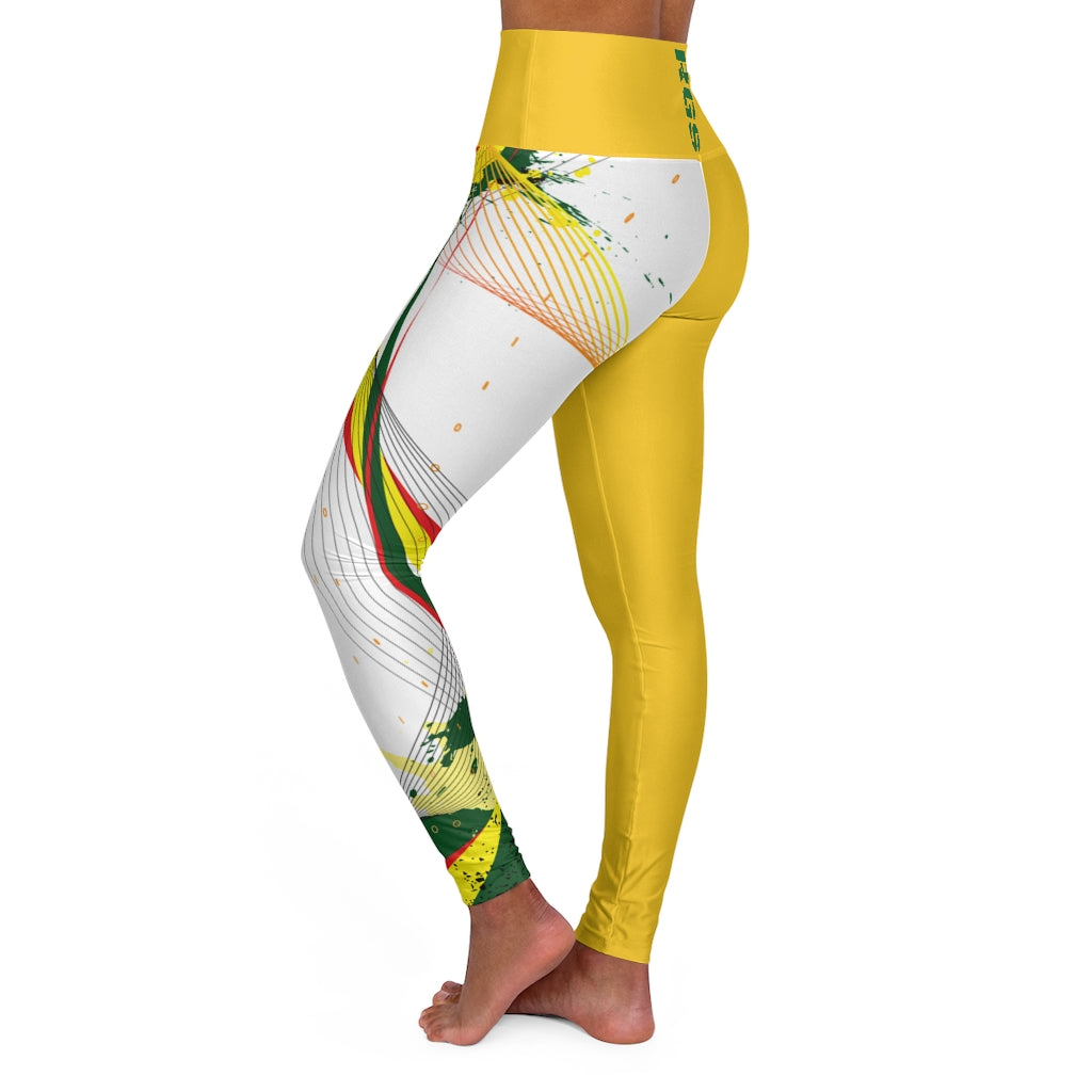 Banner Yellow  High Waisted Yoga Leggings