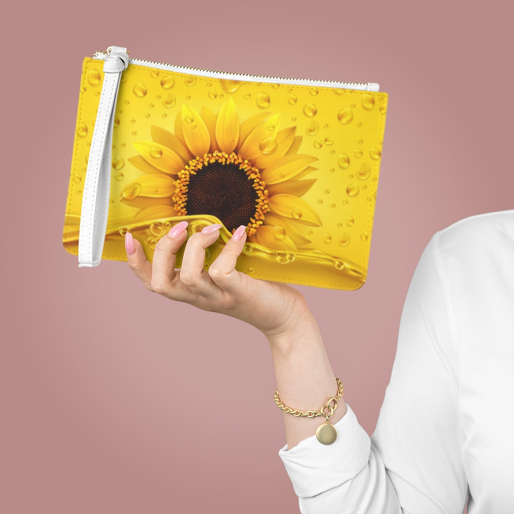Black Oil Sunflower  clutch Bag