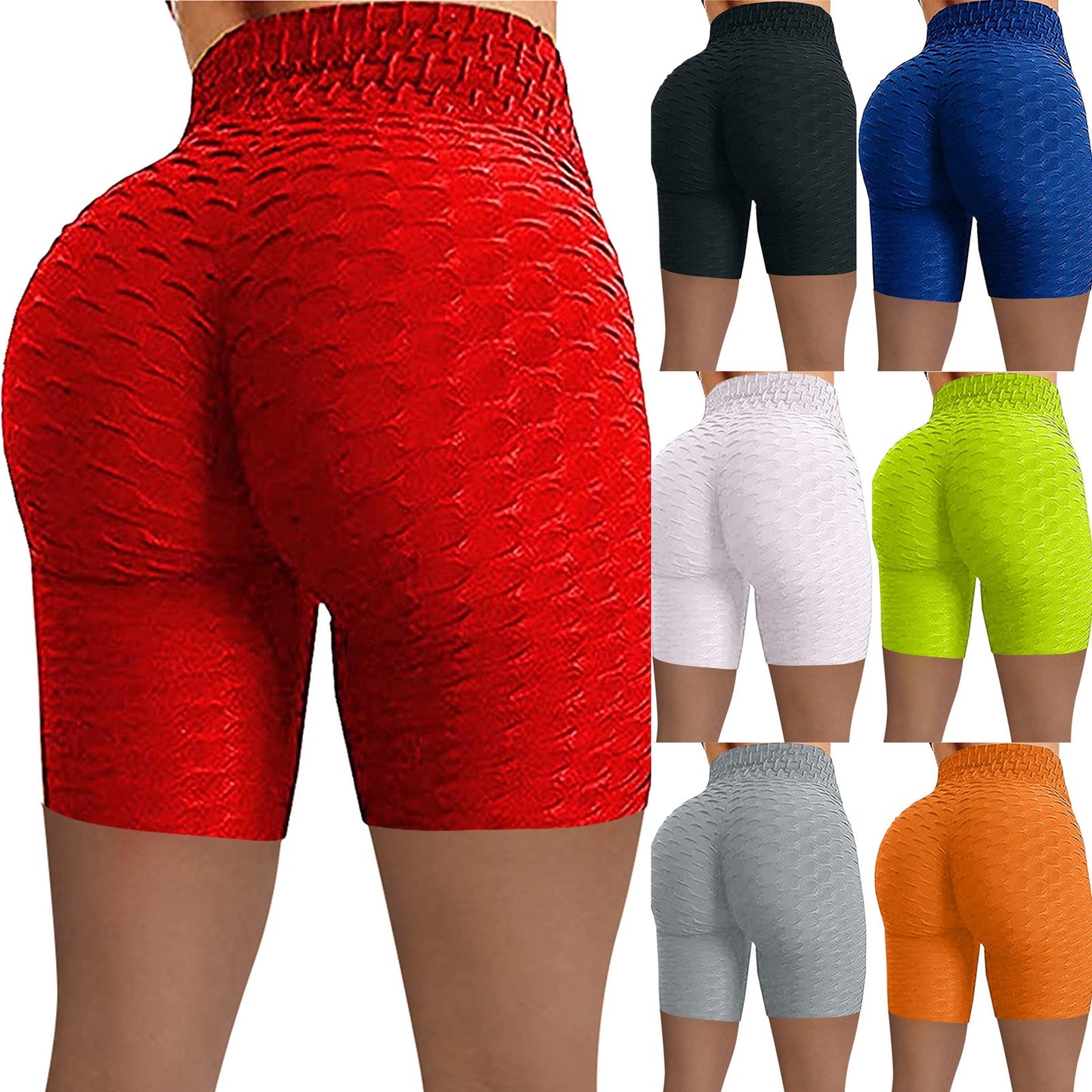 Summer Knit Shorts High Waist Hip Tight Leggings Stretch Running Biker Shorts