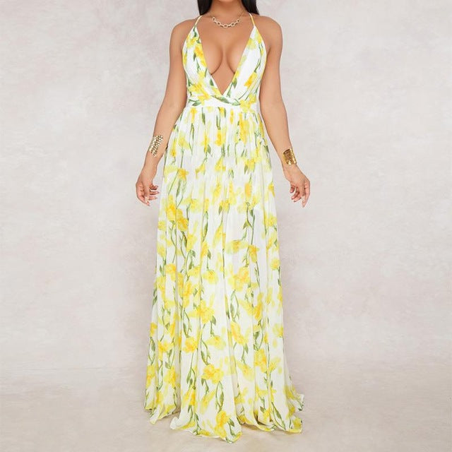 Boho Style Deep Backless Long Dress