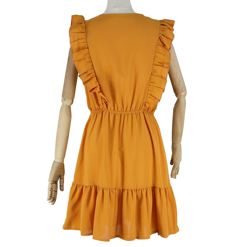 High Waist V Neck Dress