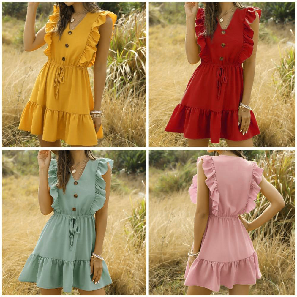 High Waist V Neck Dress