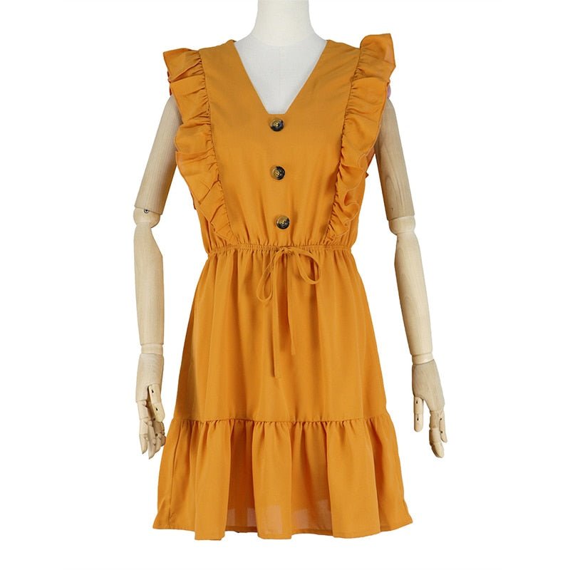 High Waist V Neck Dress