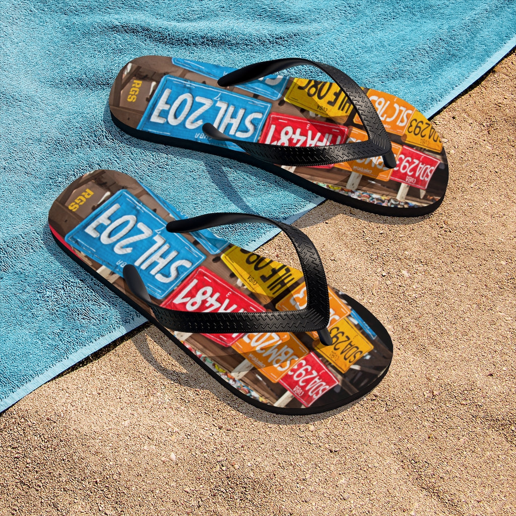 License Plate  Unisex Flip-Flops