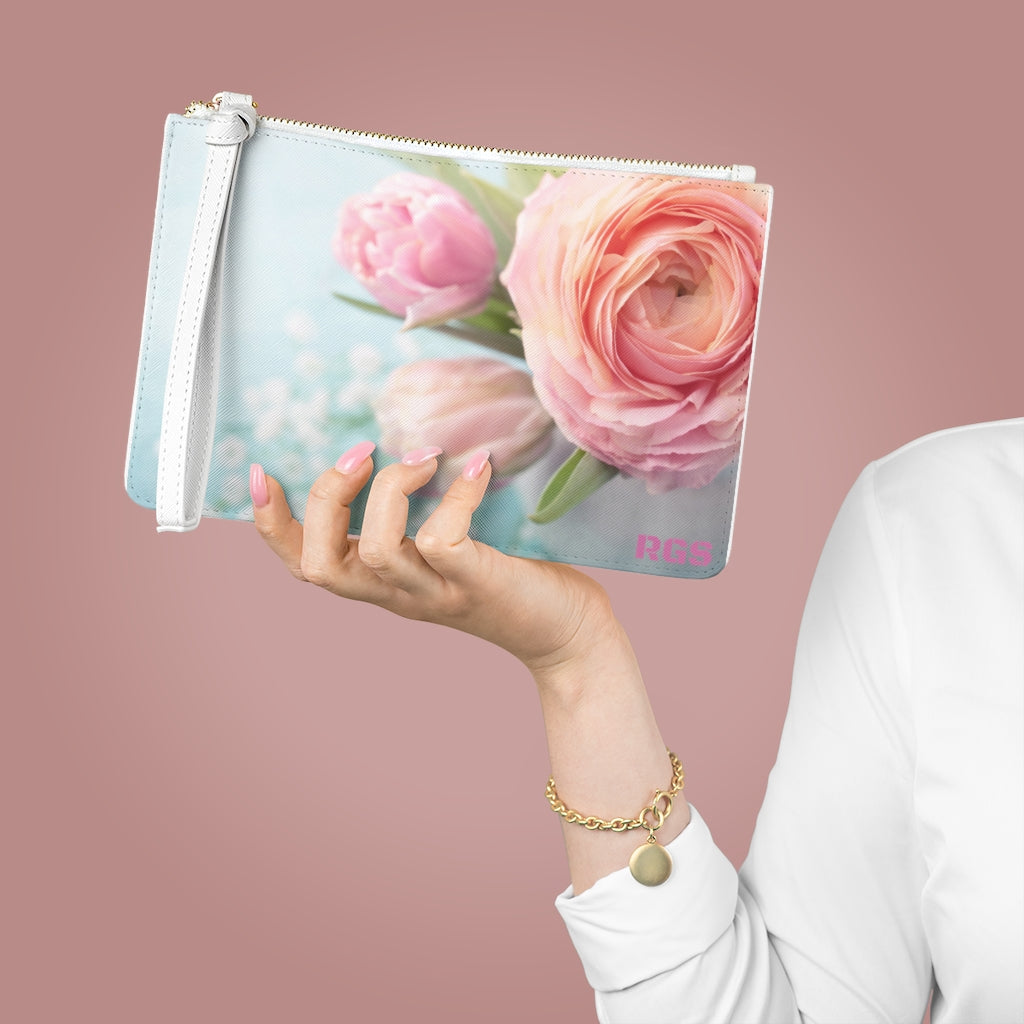 Dusty Rose Flower Clutch Bag