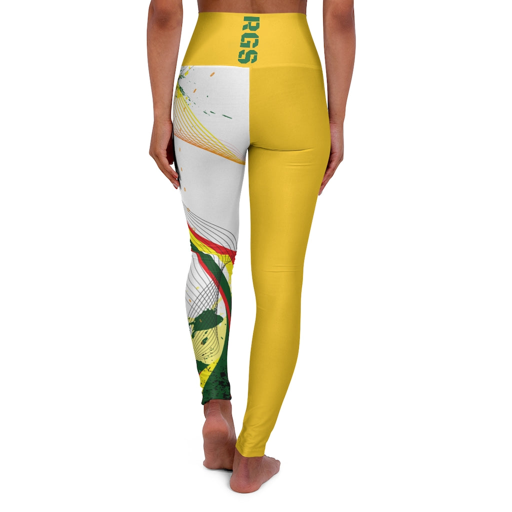 Banner Yellow  High Waisted Yoga Leggings