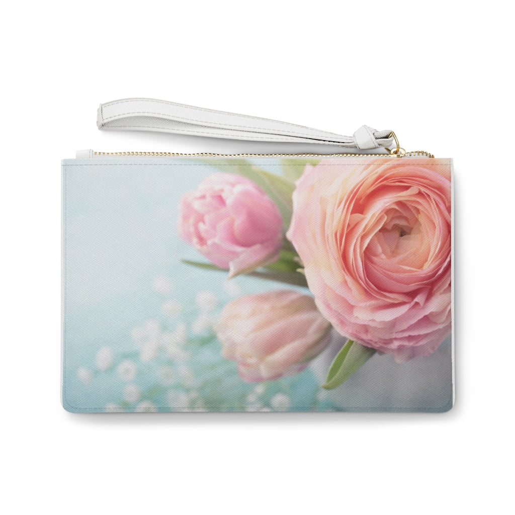 Dusty Rose Flower Clutch Bag