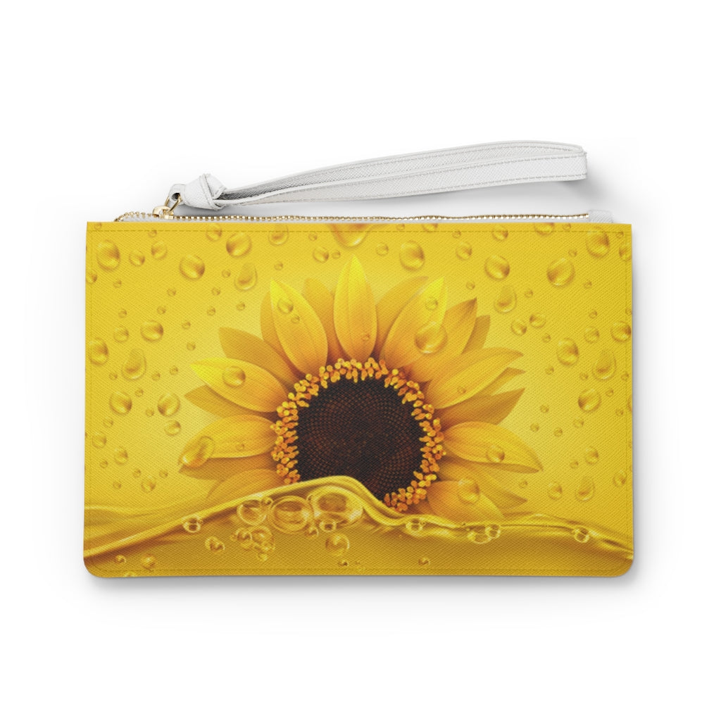 Black Oil Sunflower  clutch Bag